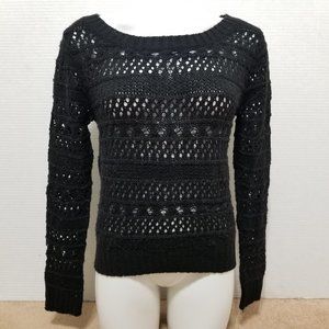 Delia's sweater Medium sequin embellished pullover open knit crochet acrylic